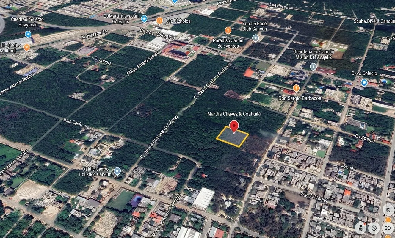 Terreno en Venta 2,500 m2 en Esquina Calle Coahuila y Martha Chávez Padrón Alfredo V Bonfil Cancún - 2