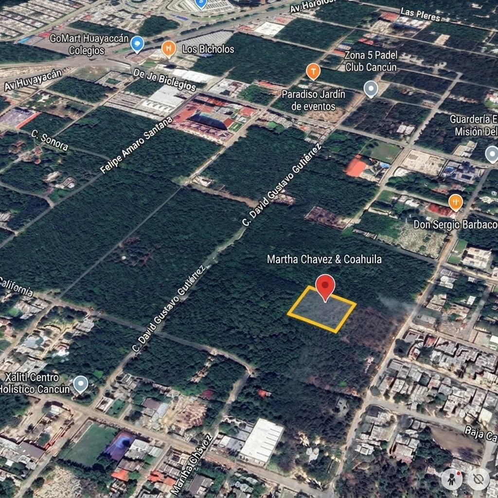 Terreno en Venta 2,500 m2 en Esquina Calle Coahuila y Martha Chávez Padrón Alfredo V Bonfil Cancún - 1