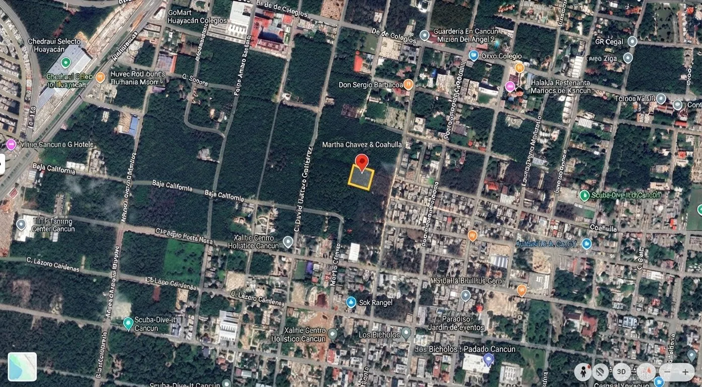 Terreno en Venta 2,500 m2 en Esquina Calle Coahuila y Martha Chávez Padrón Alfredo V Bonfil Cancún - 3